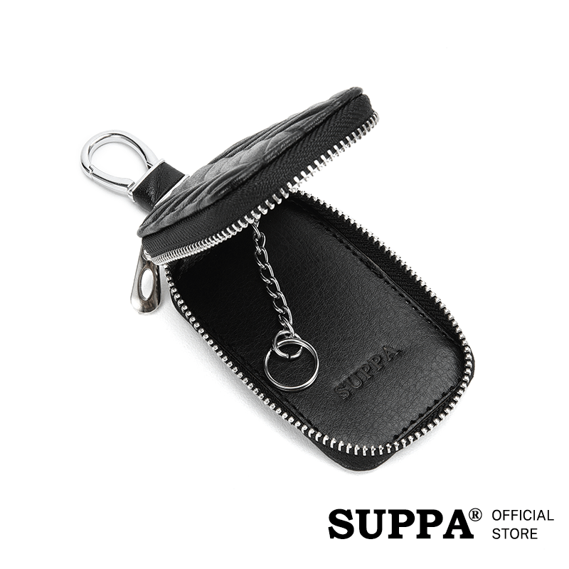 [SG][SUPPA] PU Leather Zipper Closure Car Key Holder Keychains Pouch Key Case Key Cover