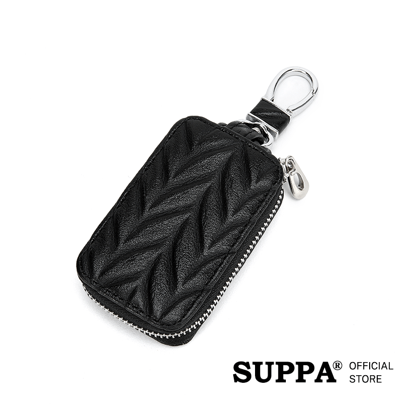 [SG][SUPPA] PU Leather Zipper Closure Car Key Holder Keychains Pouch Key Case Key Cover