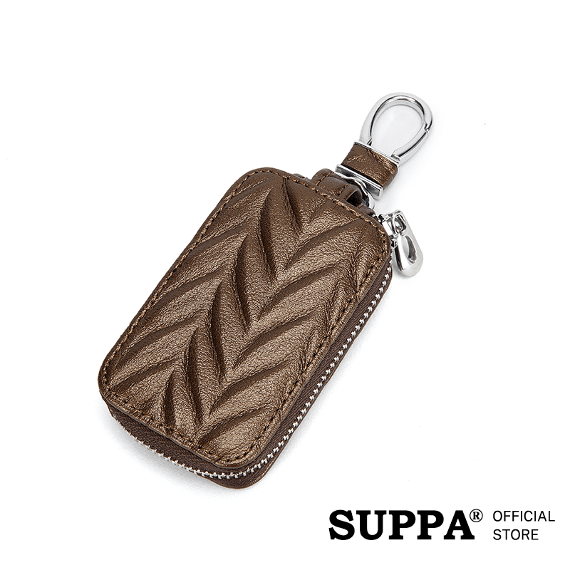 [SG][SUPPA] PU Leather Zipper Closure Car Key Holder Keychains Pouch Key Case Key Cover