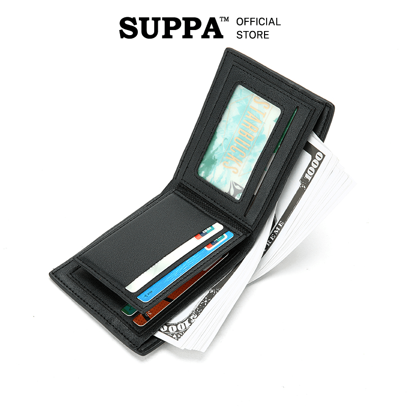 [SG][SUPPA] PU Bifold Short Wallets Men Male Purse Coin Pouch Multi-functional Cards Wallet Stylish