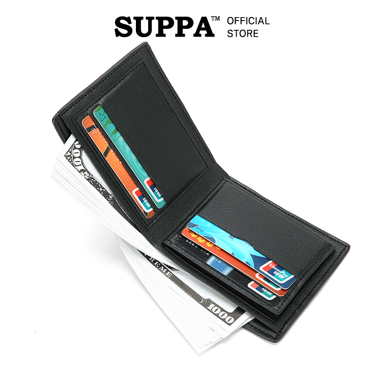 [SG][SUPPA] PU Bifold Short Wallets Men Male Purse Coin Pouch Multi-functional Cards Wallet Stylish