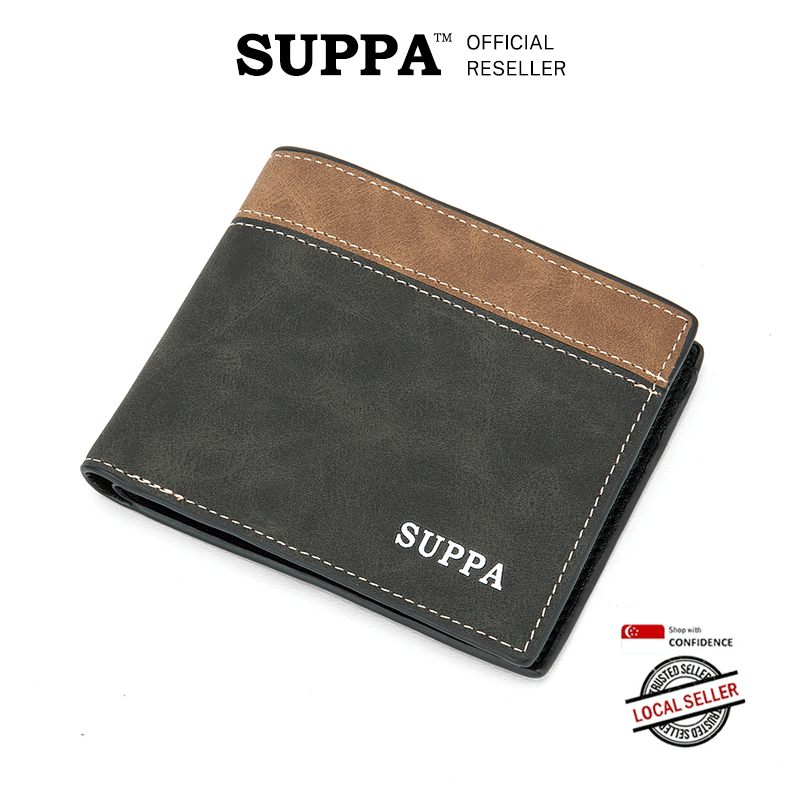 [SG][SUPPA] PU Bifold Short Wallets Men Male Purse Coin Pouch Multi-functional Cards Wallet Stylish