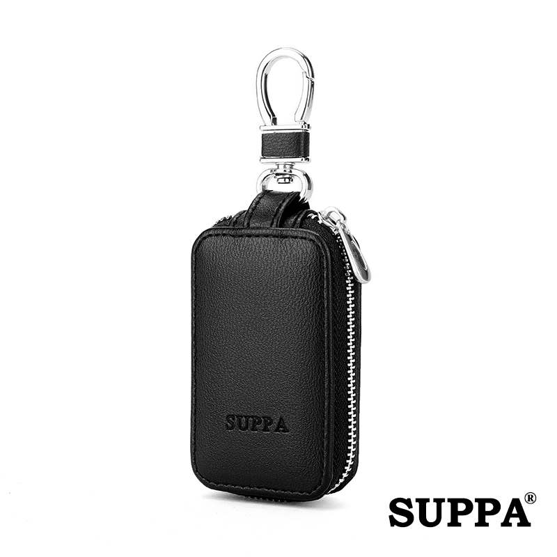 [SG][SUPPA]Multi-functional] PU Leather Zipper Closure Car Key Holder Keychains Pouch Key Case