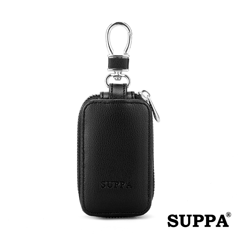 [SG][SUPPA]Multi-functional] PU Leather Zipper Closure Car Key Holder Keychains Pouch Key Case