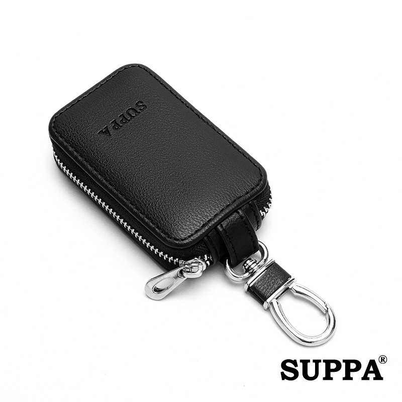 [SG][SUPPA]Multi-functional] PU Leather Zipper Closure Car Key Holder Keychains Pouch Key Case