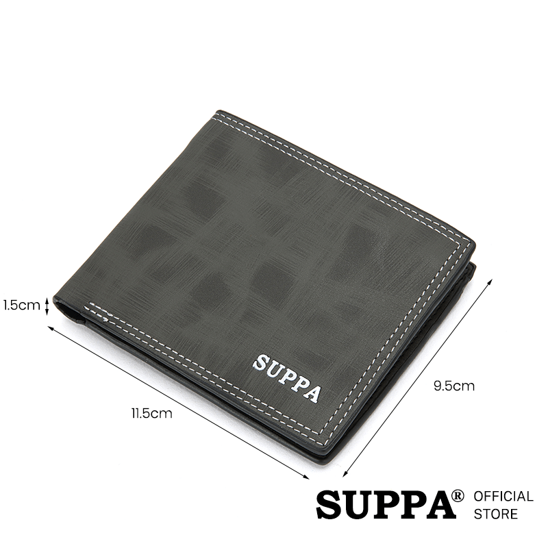 [SG][SUPPA] PU Bifold Short Wallets Men Male Purse Coin Pouch Multi-functional Cards Holder