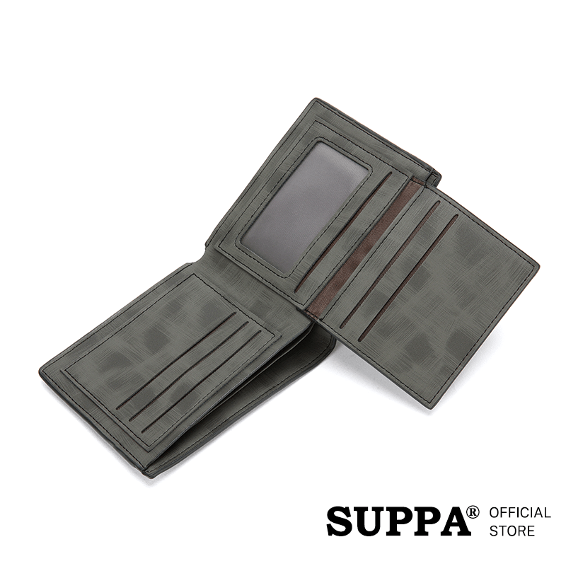 [SG][SUPPA] PU Bifold Short Wallets Men Male Purse Coin Pouch Multi-functional Cards Holder