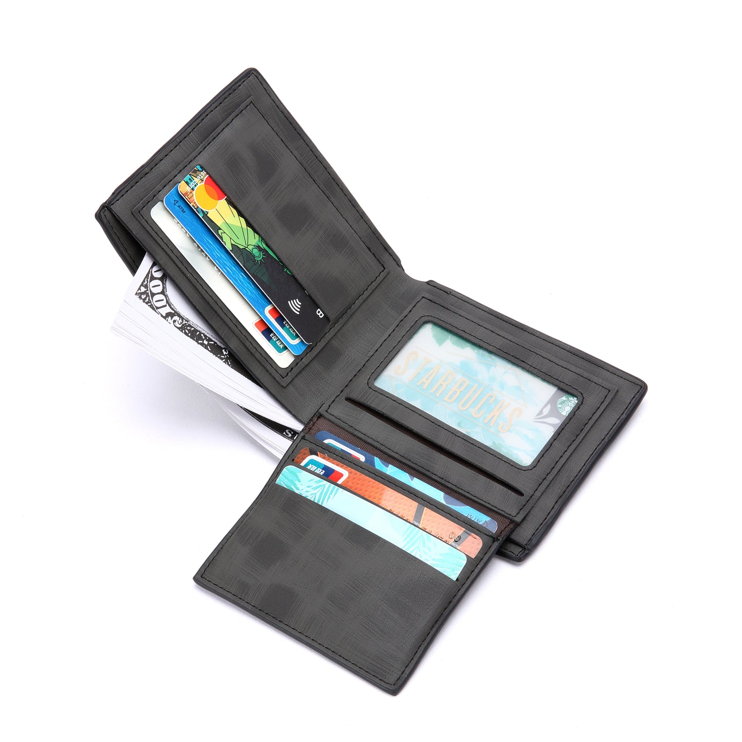 [SG][SUPPA] PU Bifold Short Wallets Men Male Purse Coin Pouch Multi-functional Cards Holder